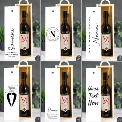 Commande personnalisée acceptée Boîte à vin en bois gravée au laser avec inserts acryliques et couvercle coulissant