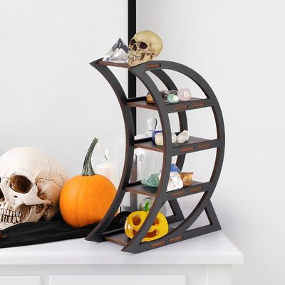 Appartement Étagère d'affichage en cristal en bois Porteur de lune Étagères décoratives pour salon