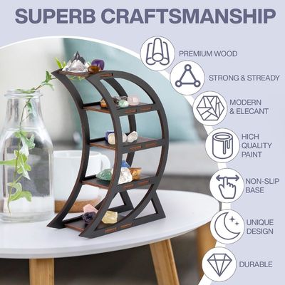 Appartement Étagère d'affichage en cristal en bois Porteur de lune Étagères décoratives pour salon