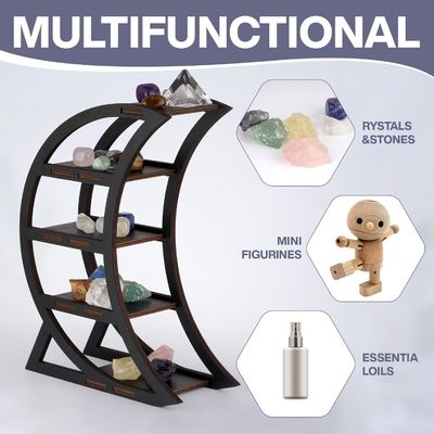 Appartement Étagère d'affichage en cristal en bois Porteur de lune Étagères décoratives pour salon