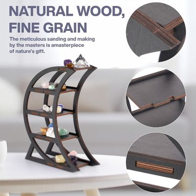 Appartement Étagère d'affichage en cristal en bois Porteur de lune Étagères décoratives pour salon