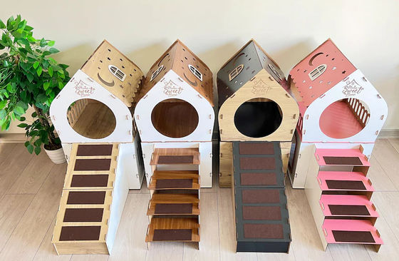 Meubles pour chats modernes maison de lapin en bois de forme personnalisée pour les chats et les petits animaux