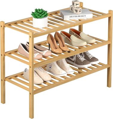 Accueil rangement rangement de chaussures en bois pour les petits espaces 3 rangées Banane étagère organisateur de chaussures