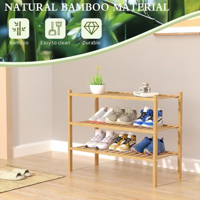 Accueil rangement rangement de chaussures en bois pour les petits espaces 3 rangées Banane étagère organisateur de chaussures