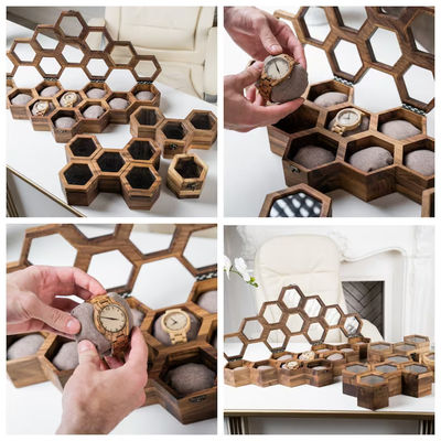 Boîte à montres en bois environnementale à couvercle coulissant