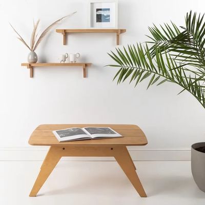Décoration de bureau en bois à deux niveaux mur flottant 2 étagères chêne minimaliste étagère de bordure étagère pour la maison économiser de l'espace