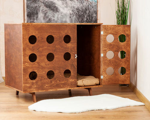 Monté sur le mur Perchoir de chat Lit de maison en bois pour animaux de compagnie Côté moderne Maison de chat chien Lit de chien