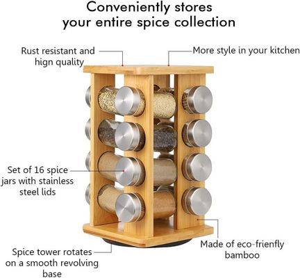 4 niveaux d'acier inoxydable étagère de cuisine rotative organisateur de stockage en bas pour le rack d'épices