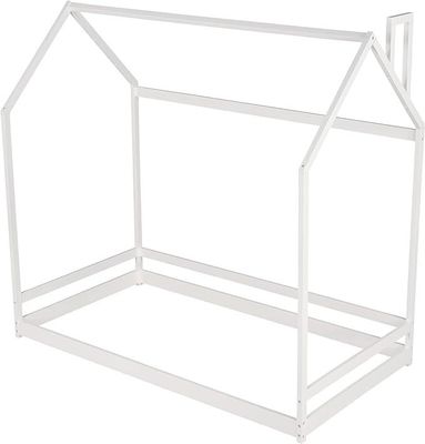 Meubles de chambre d'enfant Lit au sol de taille jumelle avec conception de maison en bois et cadre de baldaquin