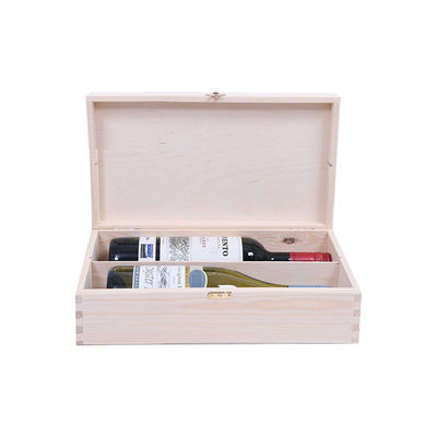 Boîte à vin en bois de pin non terminée avec paquet cadeau 34x20x10cm personnalisé