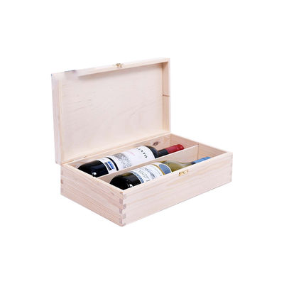 Boîte à vin en bois de pin non terminée avec paquet cadeau 34x20x10cm personnalisé