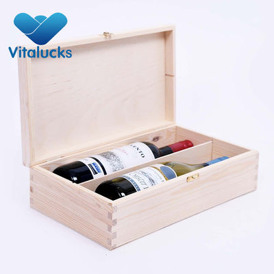 Boîte à vin en bois de pin non terminée avec paquet cadeau 34x20x10cm personnalisé