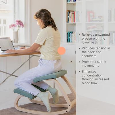 Assise de bureau ergonomique à genoux avec tissu gris foncé