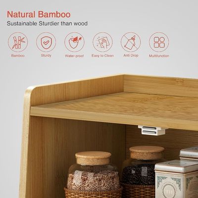 Commande personnalisée Container de rangement de pain en bois de 2 étagères pour le comptoir de cuisine
