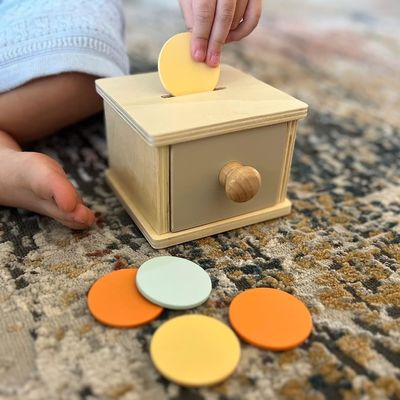 Boîte à pièces en bois Jouet pour enfants Petit carré Personnalisé en pin Fait à la main en bois Autre artisanat cadeau