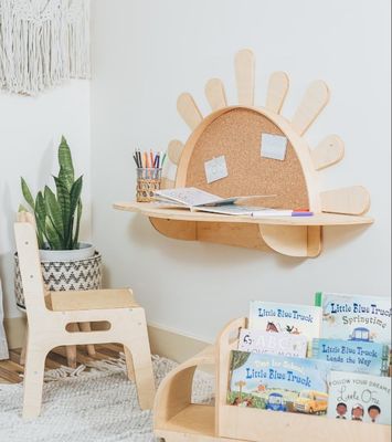 Salle de séjour Table d'activités murale avec chaise PANEL en bois Meubles pour enfants en bas âge
