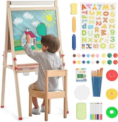 En bois massif réglable à double face Art dessin tableau de chaux debout avec matériau de pin