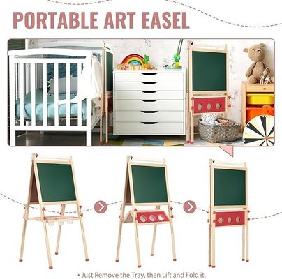 En bois massif réglable à double face Art dessin tableau de chaux debout avec matériau de pin