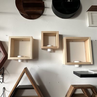 3 pièces étagère en bois massif de pin avec planteurs en céramique blanche décor maison artisanale