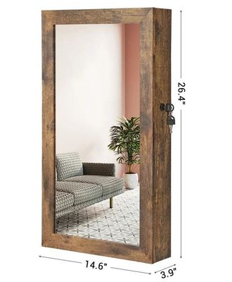 Armoire de bijoux en bois/à porte avec miroir de pleine longueur et 6 LED