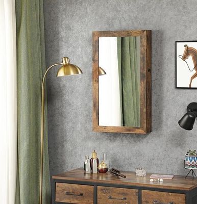 Armoire de bijoux en bois/à porte avec miroir de pleine longueur et 6 LED