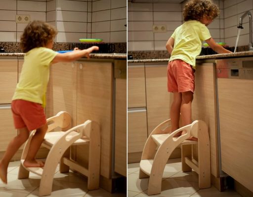 Logo personnalisé Tabouret à pas en bois pour enfants Tabouret pliable pour tout-petits