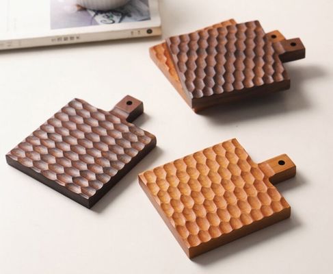 Mat d'isolation créative en bois massif pour porte-gobelets anti-échauffement en bois de cerisier