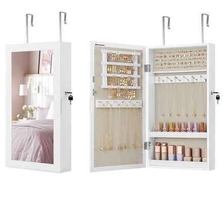 Service personnalisé Armoire de bijoux blancs avec 6 tiroirs et structure en bois massif