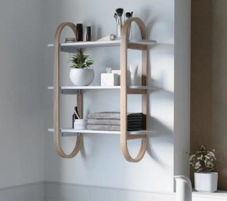 Étagères suspendues flottantes blanches naturelles pour la décoration murale dans l'affichage de la salle à manger