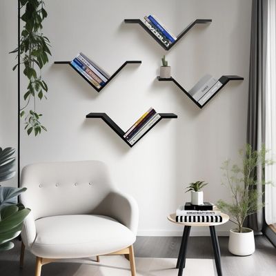 Étagère de bureau à mur rectangulaire Ensemble de 2 étagères de livres sur les murs pour la chambre à coucher