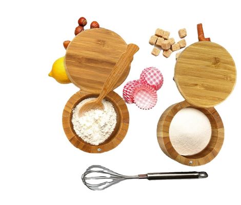 Taille personnalisée Couvercle en bois Contenant de sucre pour le thé Boîte de stockage alimentaire Boîte de pot Set de pot d' épices