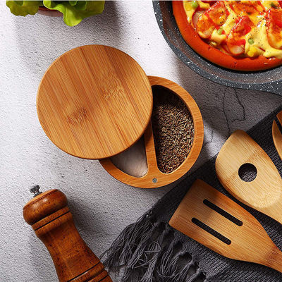 Taille personnalisée Couvercle en bois Contenant de sucre pour le thé Boîte de stockage alimentaire Boîte de pot Set de pot d' épices