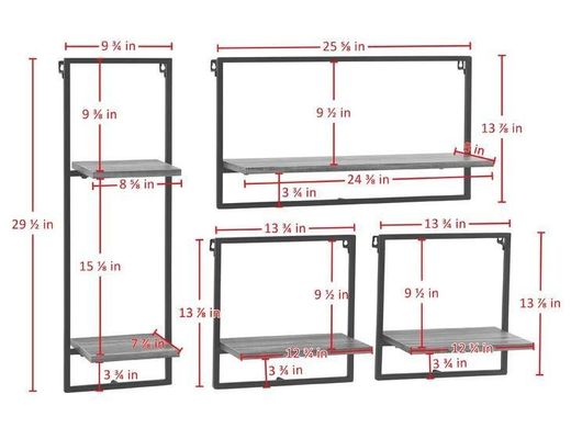 Service personnalisé en bois de pin couleur flottante suspendue murale étagères en fer pour l'affichage de chambre
