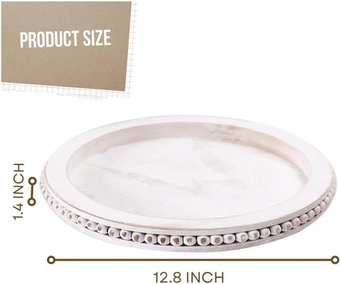 Plateau décoratif en bois personnalisé avec perles blanchies à la chaux