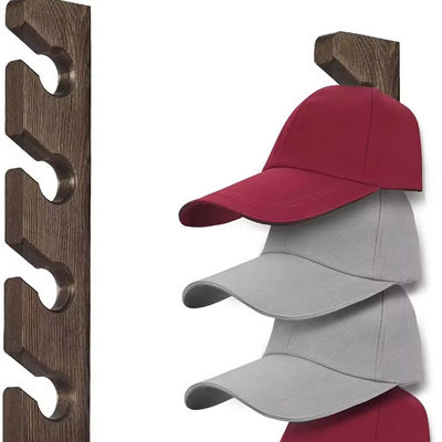 Display et rack de stockage de casquette de baseball en bois monté sur le mur avec sérigraphie
