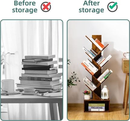 Fabriqué à la main 6 étagères Retro plancher armoire à livres debout haut rangement de livres en bois étagère organisateur étagères