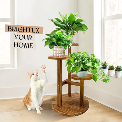 Logos personnalisé support de plante en bois pour la plante de jardin en bois de pin intérieur et le support à niveaux