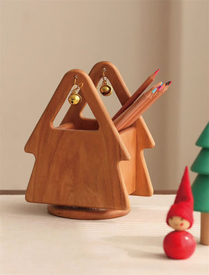 Organiseur de bureau en bois en forme d'arbre de Noël pour fournitures et outils de bureau