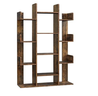 Étagère en bois massif en forme d'arbre avec 13 étagères de rangement 9,8D x 33,9W x 55,1H pouces