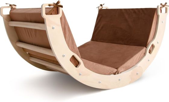 Montessori Arche en bois grimpeur Jeux d'escalade pour enfants avec coussin et design de balancement