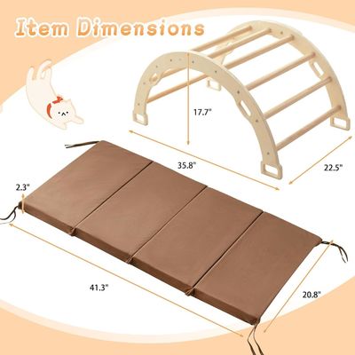 Montessori Arche en bois grimpeur Jeux d'escalade pour enfants avec coussin et design de balancement