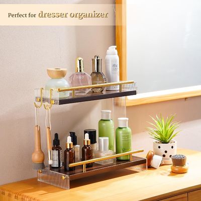 Organiseur de comptoir en bois pour salle de bains pour cosmétiques et soins de la peau