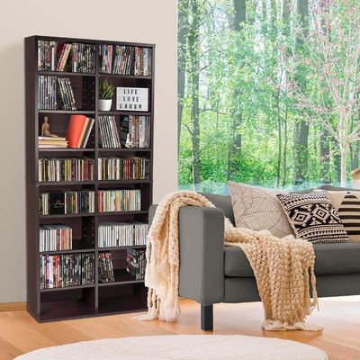 12 étagères réglables et 4 étagères fixes