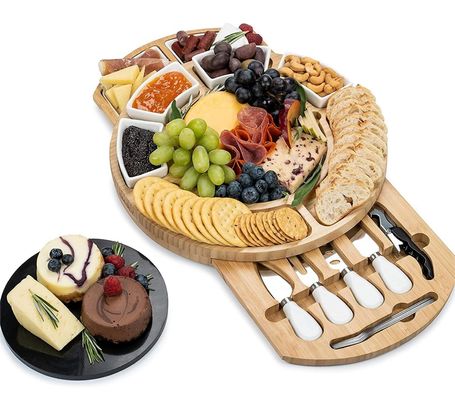 Plateau de fromage en bambou rectangulaire et couteau pour acheteurs commerciaux Magasins de cadeaux