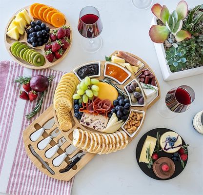 Plateau de fromage en bambou rectangulaire et couteau pour acheteurs commerciaux Magasins de cadeaux