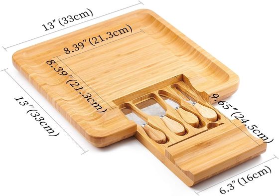 Plateau de fromage en bambou rectangulaire et couteau pour acheteurs commerciaux Magasins de cadeaux