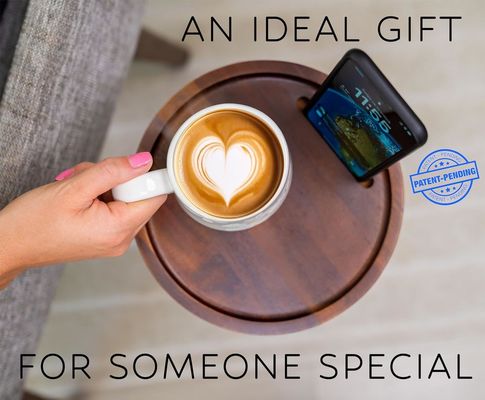 Table à café spécifique Table à boire en bois moderne avec monture téléphonique et petite taille ronde