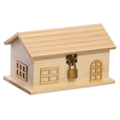 2022 Enfants bricolage en bois mignon Blanc pièces de monnaie en bois boîtes de monnaie de banque stockage cadeau en bois personnalisé