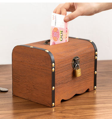 2022 Enfants bricolage en bois mignon Blanc pièces de monnaie en bois boîtes de monnaie de banque stockage cadeau en bois personnalisé