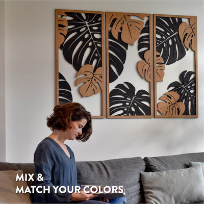 Décoration monstéra personnalisable en 3 panneaux Cadres en bois inclus pour l'art murale des plantes